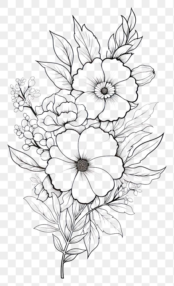 PNG Floral sketch pattern drawing. | Premium PNG - rawpixel