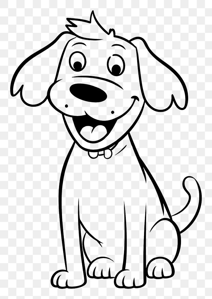 PNG  Happy dog sketch cartoon drawing. AI generated Image by rawpixel.