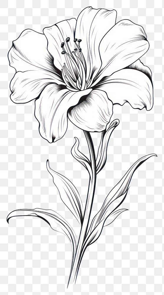 PNG  Flower drawing sketch plant. AI generated Image by rawpixel.