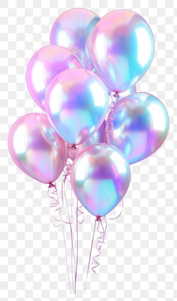 PNG Pastel hologram foil balloons illuminated celebration anniversary. AI generated Image by rawpixel.