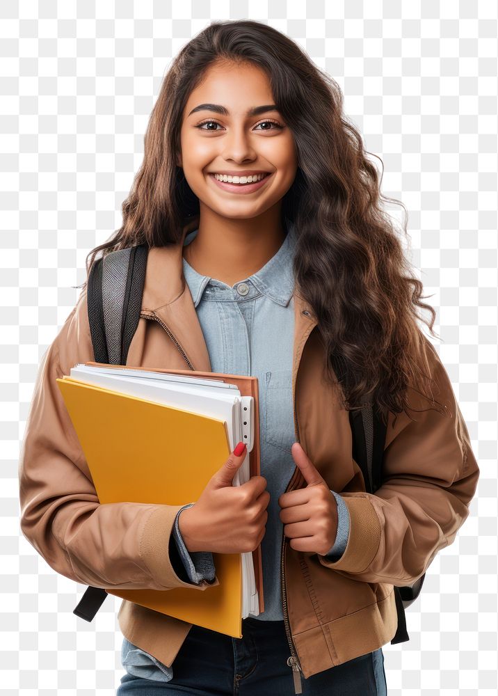 PNG Young indian girl student smile standing