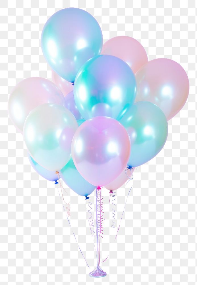 PNG Pastel hologram balloons anniversary celebration decoration. AI generated Image by rawpixel.