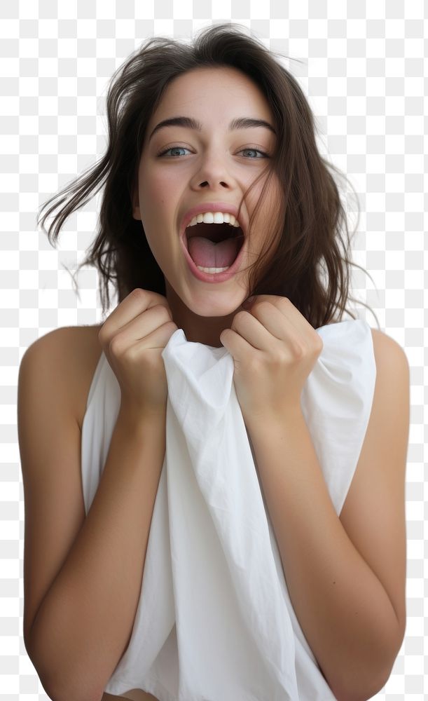 PNG Young girl surprise shouting portrait. AI generated Image by rawpixel.