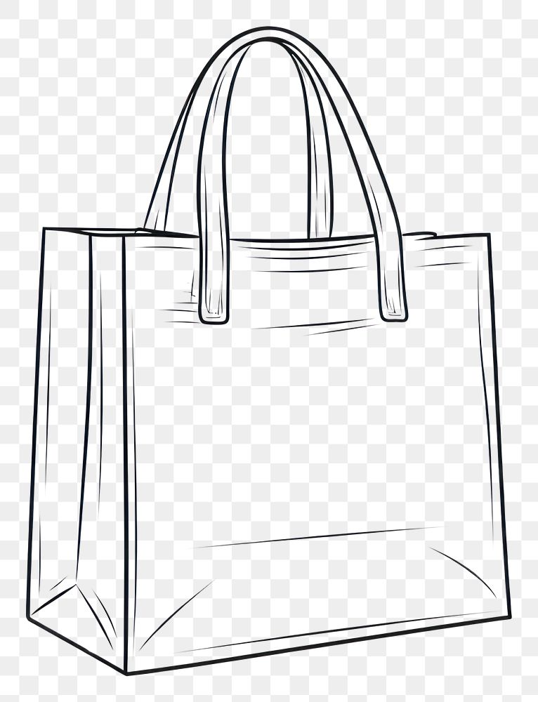 PNG  Shopping bag handbag sketch line. AI generated Image by rawpixel.