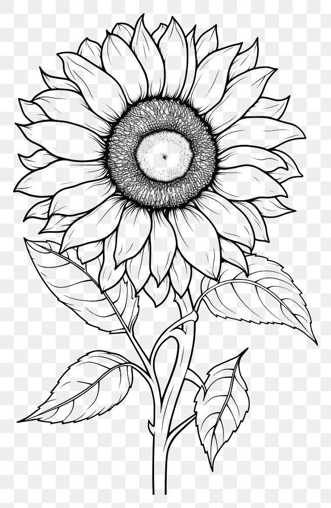 PNG  Sunflower sketch drawing plant. AI generated Image by rawpixel.