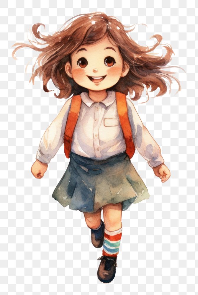 PNG  Little school girl anime child cute. AI generated Image by rawpixel.