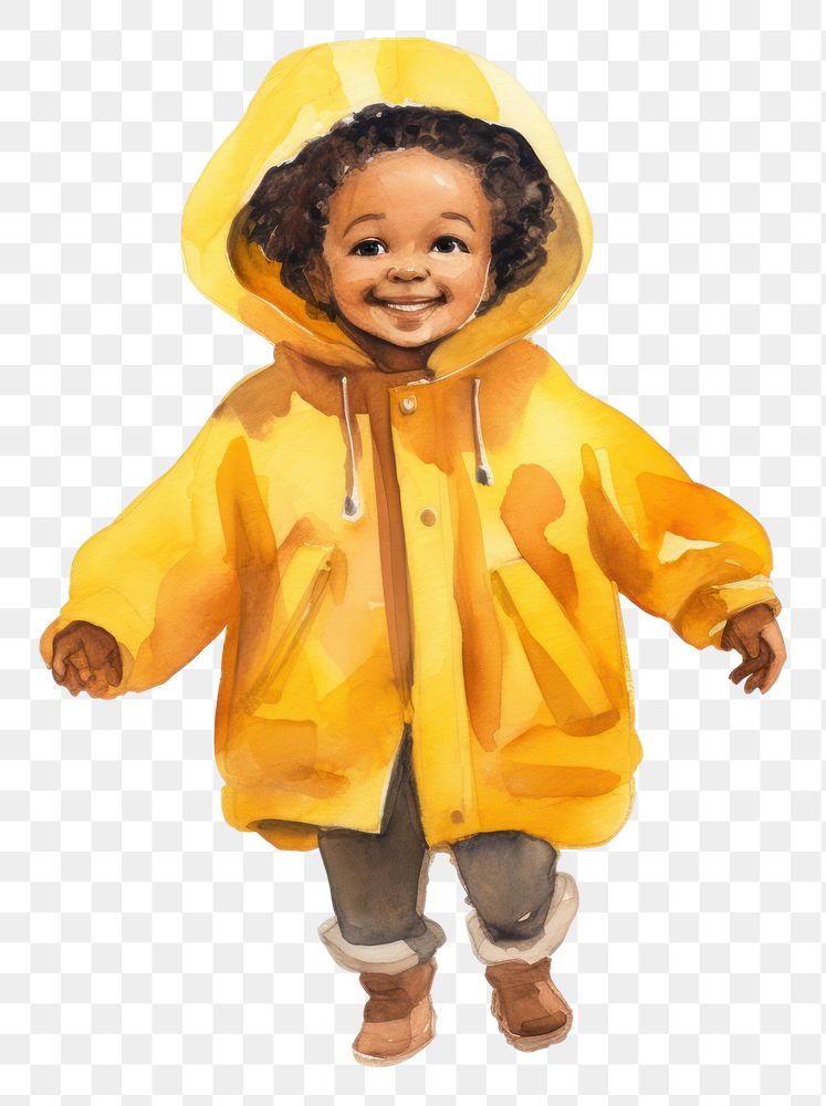 PNG  African american in yellow raincoat representation child cute. AI generated Image by rawpixel.