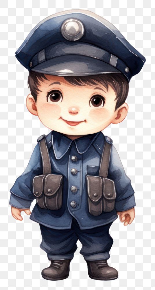 PNG  Police suit cartoon cute white background. AI generated Image by rawpixel.