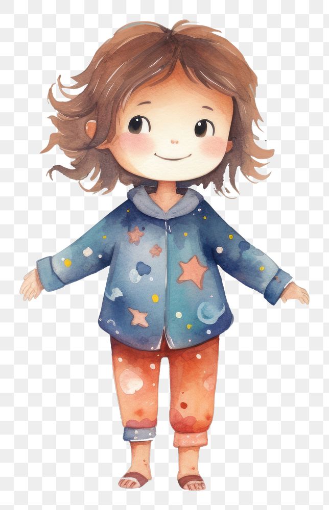 PNG  Girl in pajamas representation child cute. AI generated Image by rawpixel.