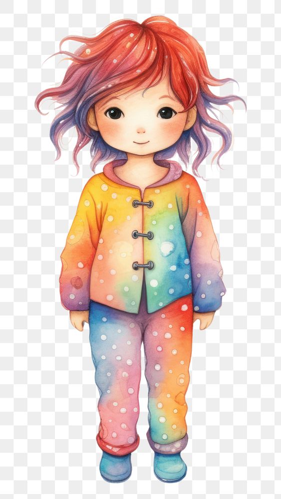 PNG  Girl in pajamas representation cute white background. AI generated Image by rawpixel.