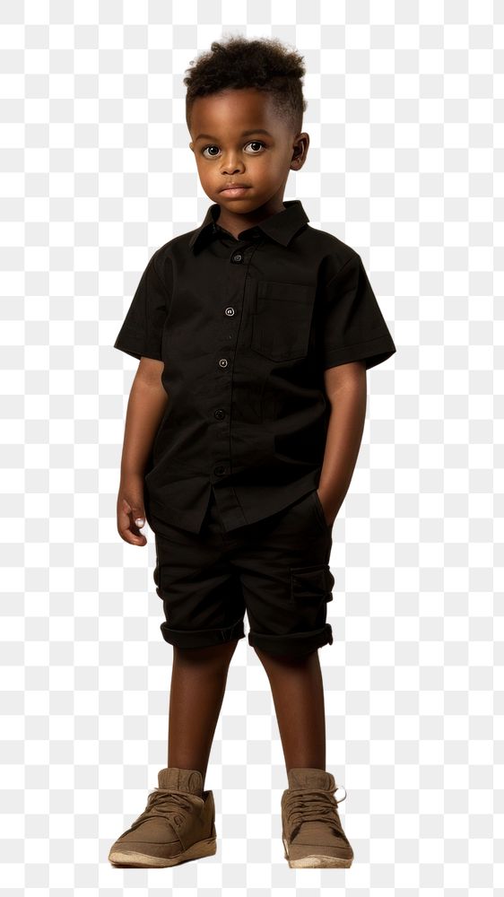 PNG Little black kid portrait standing child. AI generated Image by rawpixel.