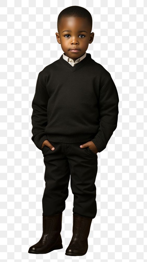 PNG Little black kid portrait standing child. AI generated Image by rawpixel.