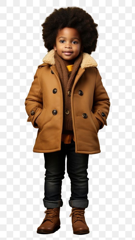 PNG Little black kid overcoat portrait jacket. AI generated Image by rawpixel.