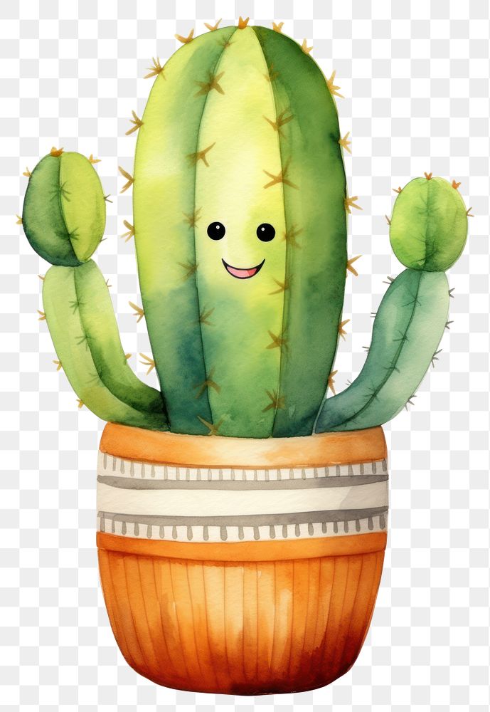 PNG  Cactus plant white background anthropomorphic. AI generated Image by rawpixel.