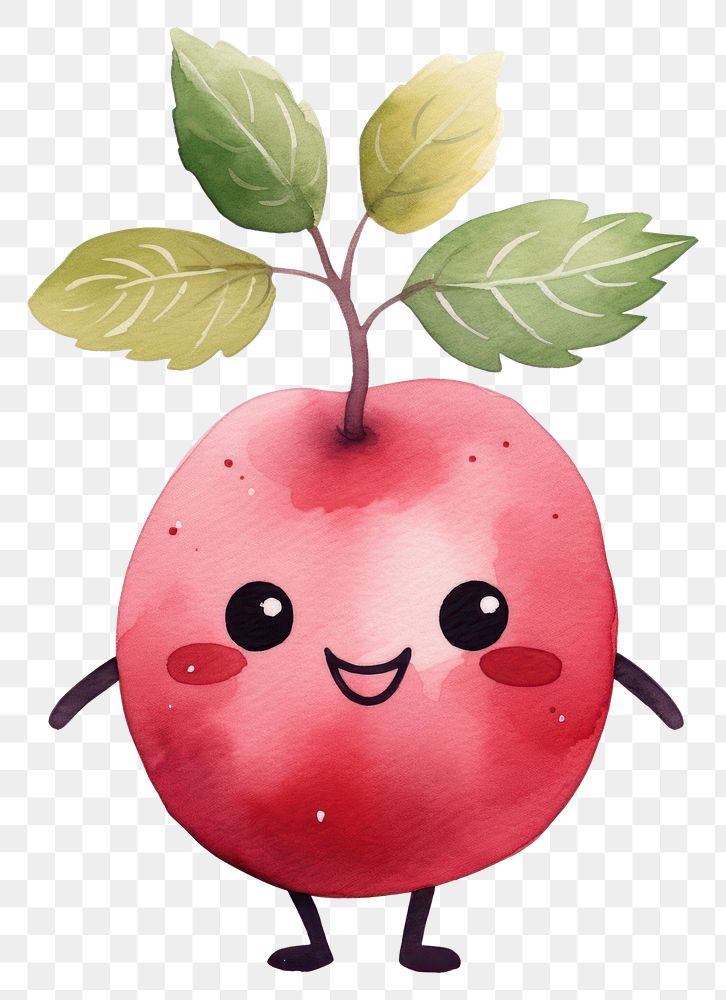 PNG  Happy dancing plum radish fruit apple. AI generated Image by rawpixel.