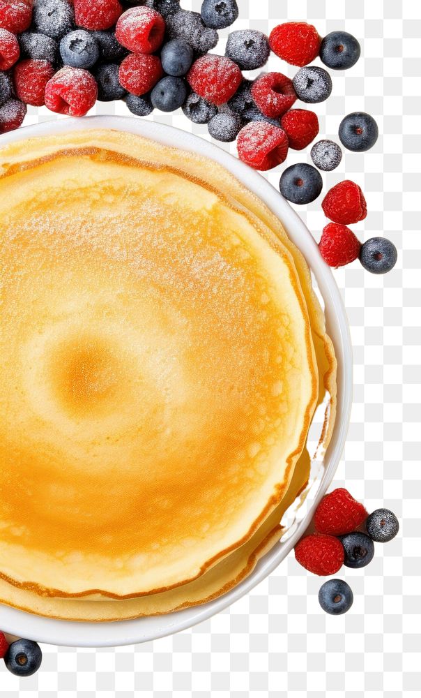 PNG  Pancakes blueberry fruit plate. AI generated Image by rawpixel.