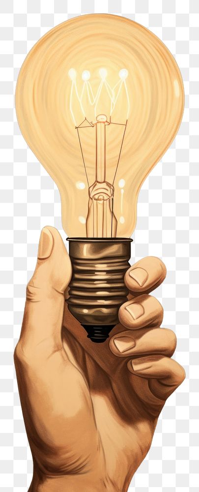 PNG Hand holding light bulb lightbulb lamp electricity. AI generated Image by rawpixel.