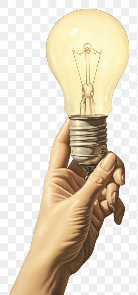 PNG Hand holding light bulb lightbulb electricity illuminated. AI generated Image by rawpixel.