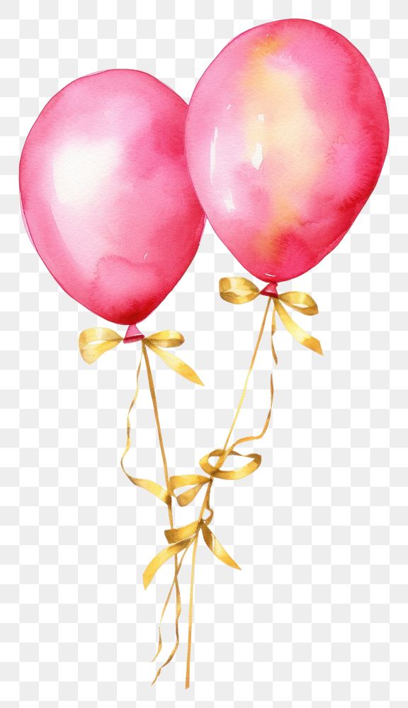 PNG 2 Pink balloons ribbon pink anniversary. AI generated Image by rawpixel.