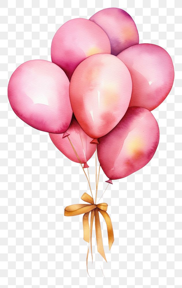 PNG Pink balloons ribbon pink anniversary. AI generated Image by rawpixel.