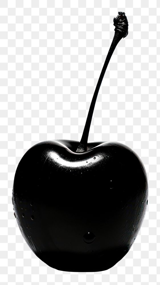 PNG A cherry on a white table black food freshness. AI generated Image by rawpixel.