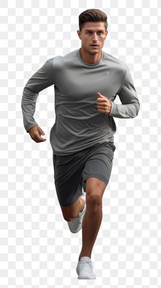 PNG  Man running in sports outfit jogging shorts adult. AI generated Image by rawpixel.