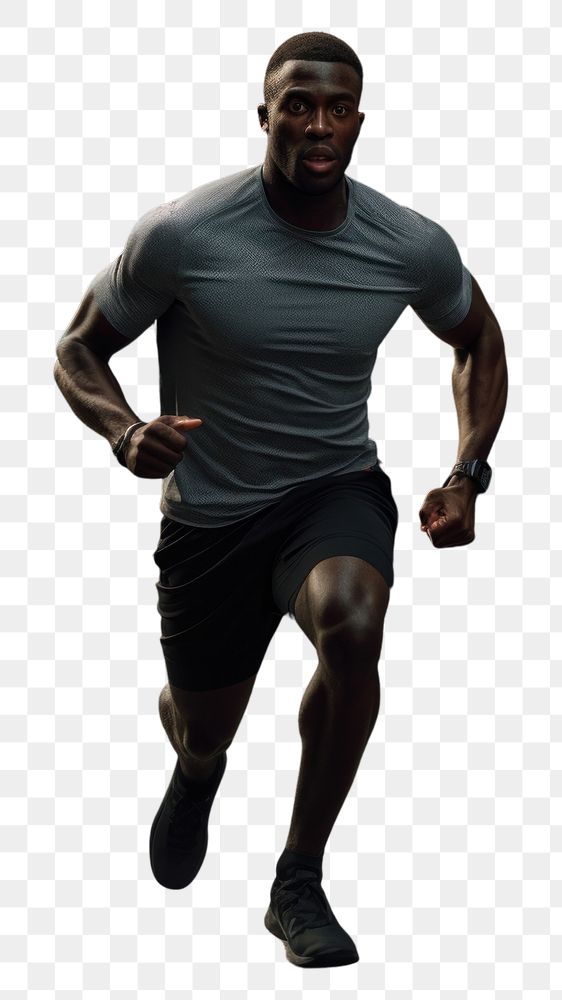 PNG  Man running in sports outfit jogging adult determination. AI generated Image by rawpixel.