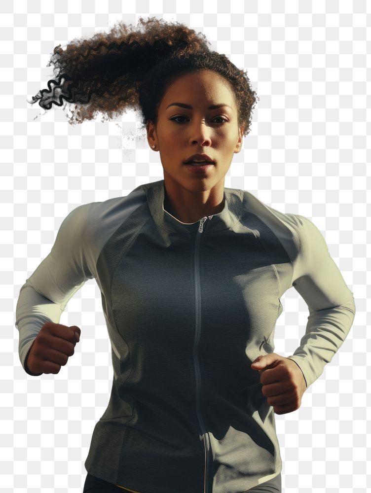 PNG  Woman running in sports outfit jogging adult determination. AI generated Image by rawpixel.
