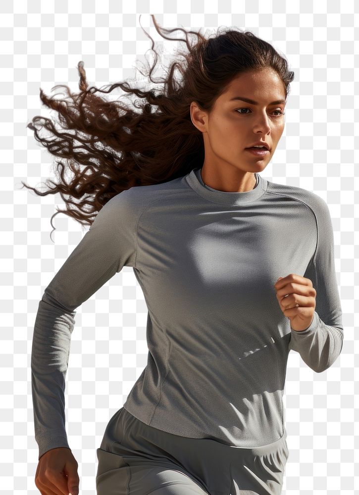 PNG  Woman running in sports outfit jogging adult determination. AI generated Image by rawpixel.