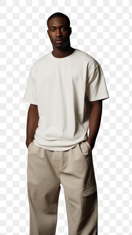 PNG Black male t-shirt standing fashion. AI generated Image by rawpixel.