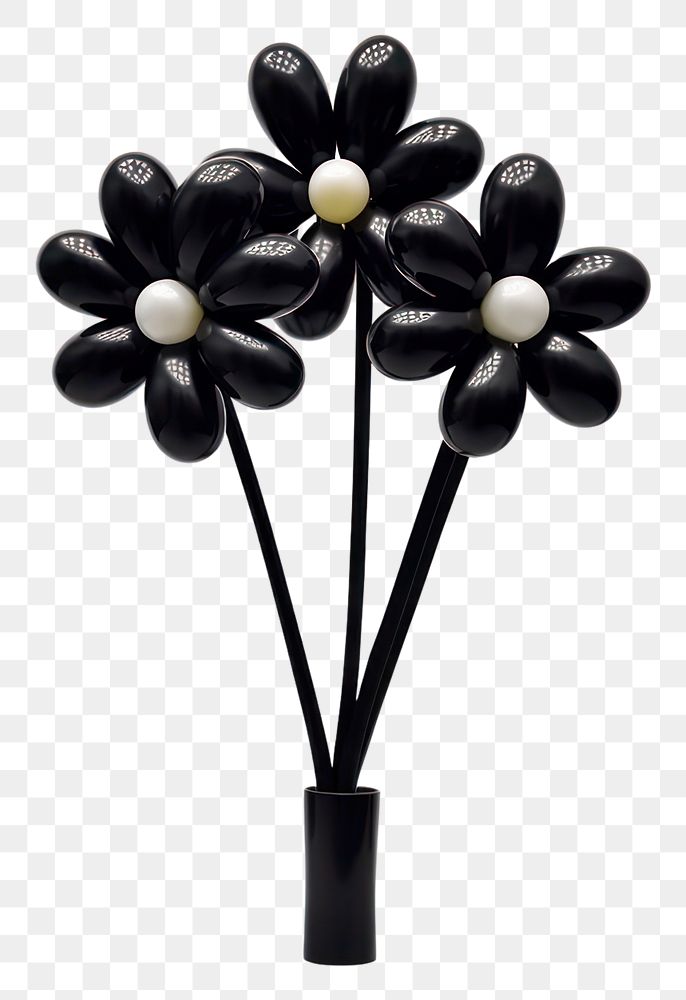 PNG  Balloon twisting in the shape of flowers black plant accessories. AI generated Image by rawpixel.