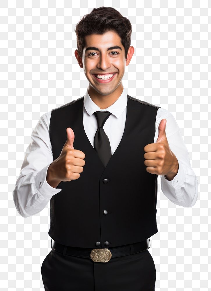 PNG Mexican waiter showing thumb up clothing adult men. AI generated Image by rawpixel.