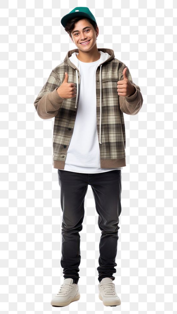 PNG Mexican teen showing thumb up standing clothing sleeve. AI generated Image by rawpixel.