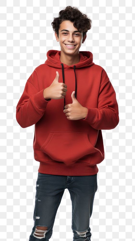 PNG Mexican teen showing thumb up sweatshirt clothing sweater. AI generated Image by rawpixel.