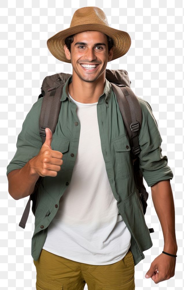 PNG Brazilian traveler showing thumb up clothing jacket adult. AI generated Image by rawpixel.
