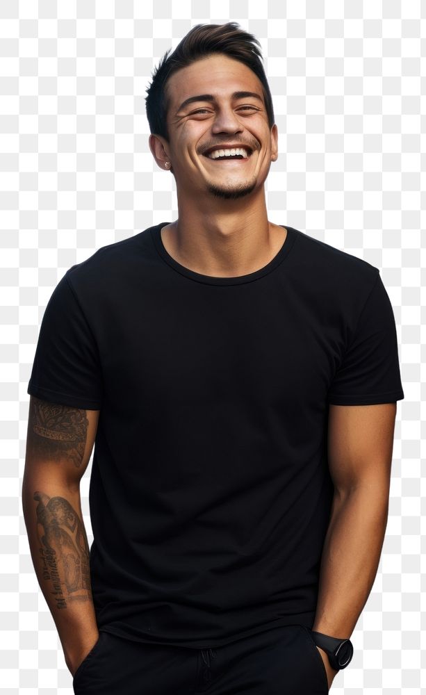 PNG Latino man laughing clothing t-shirt. AI generated Image by rawpixel.