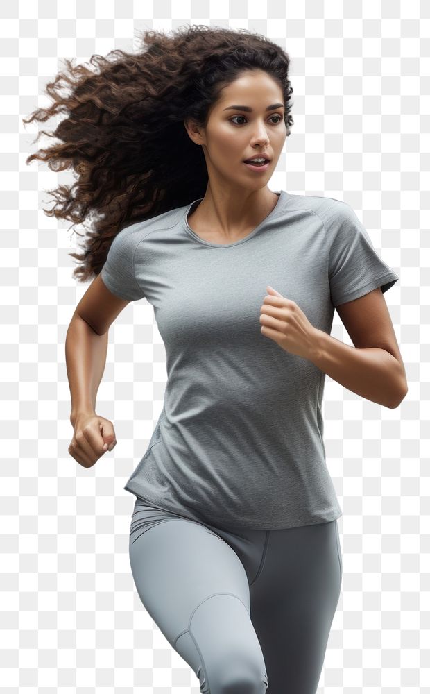 PNG  Woman running in sports outfit jogging adult determination. AI generated Image by rawpixel.