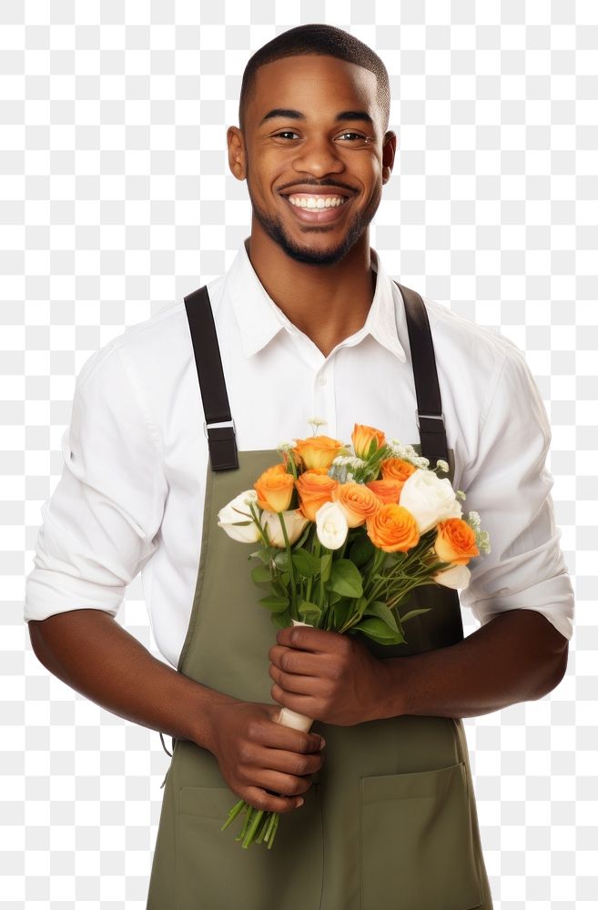 PNG African American flowerist smiling holding adult. AI generated Image by rawpixel.