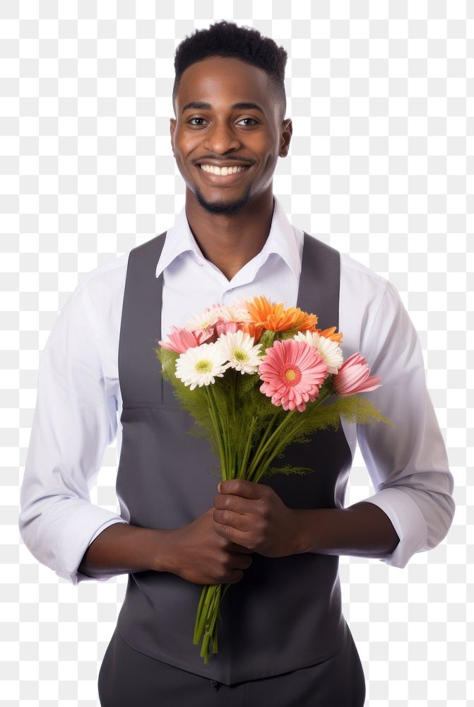 PNG African American flowerist smiling shirt adult. AI generated Image by rawpixel.