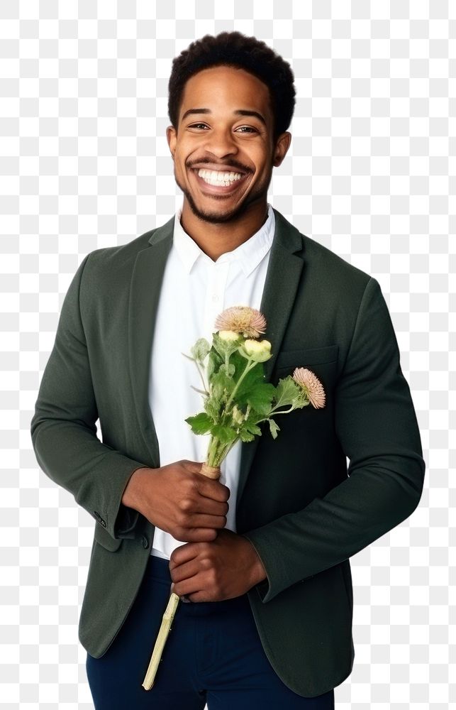 PNG African American flowerist portrait smiling holding. AI generated Image by rawpixel.