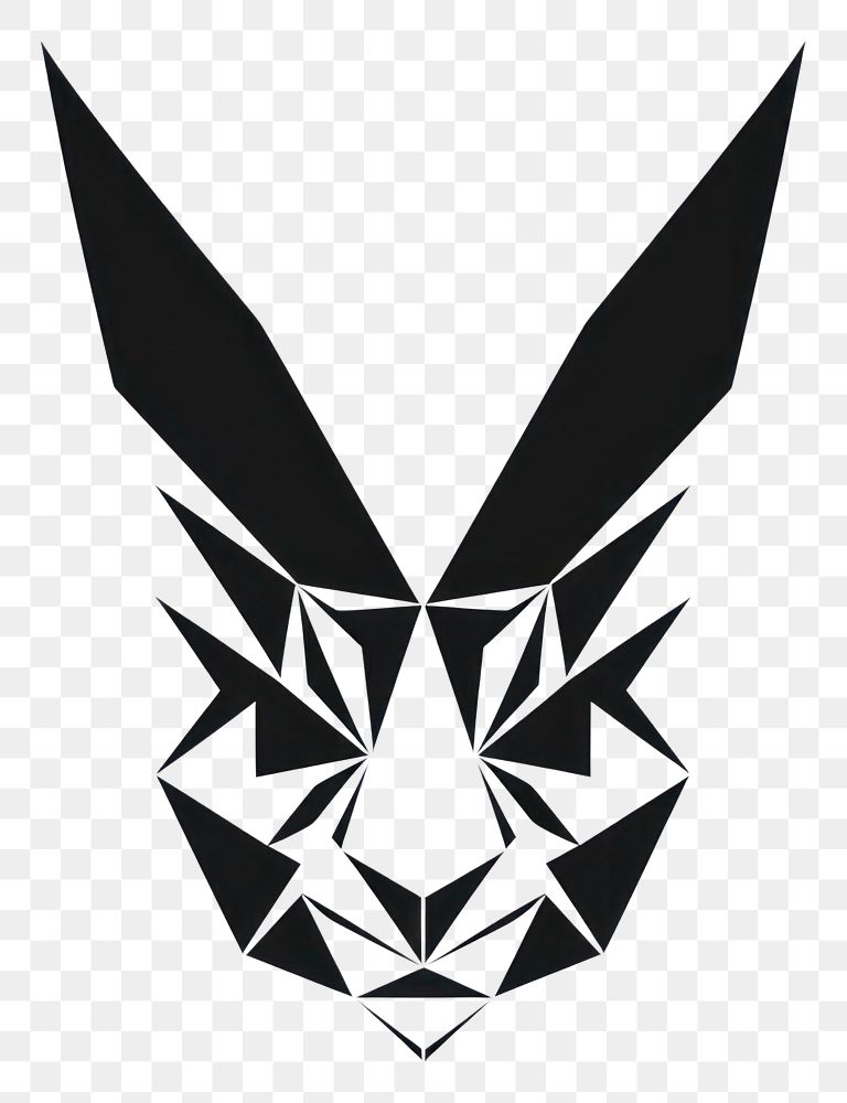 PNG Rabbit face black white logo. 