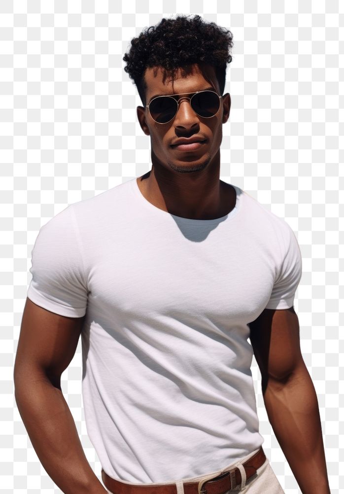 PNG Black man sunglasses t-shirt summer. AI generated Image by rawpixel.