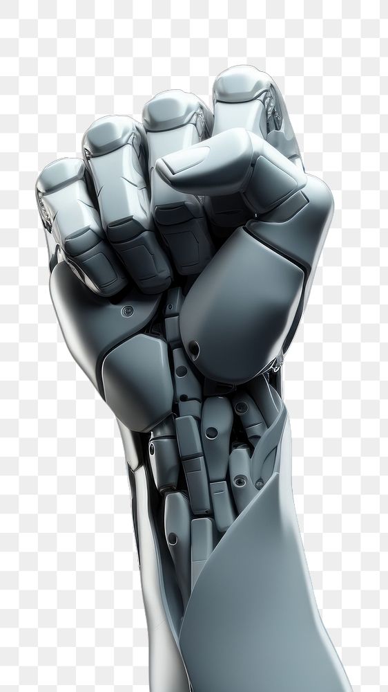 PNG 3d robot hand do raised fist technology monochrome gesturing. AI generated Image by rawpixel.