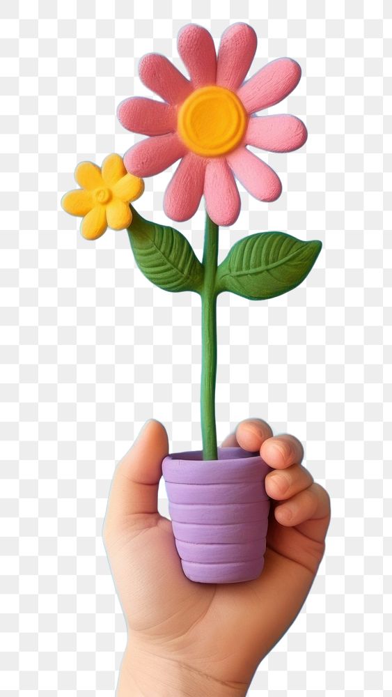 PNG Hand holding flower finger petal plant. AI generated Image by rawpixel.