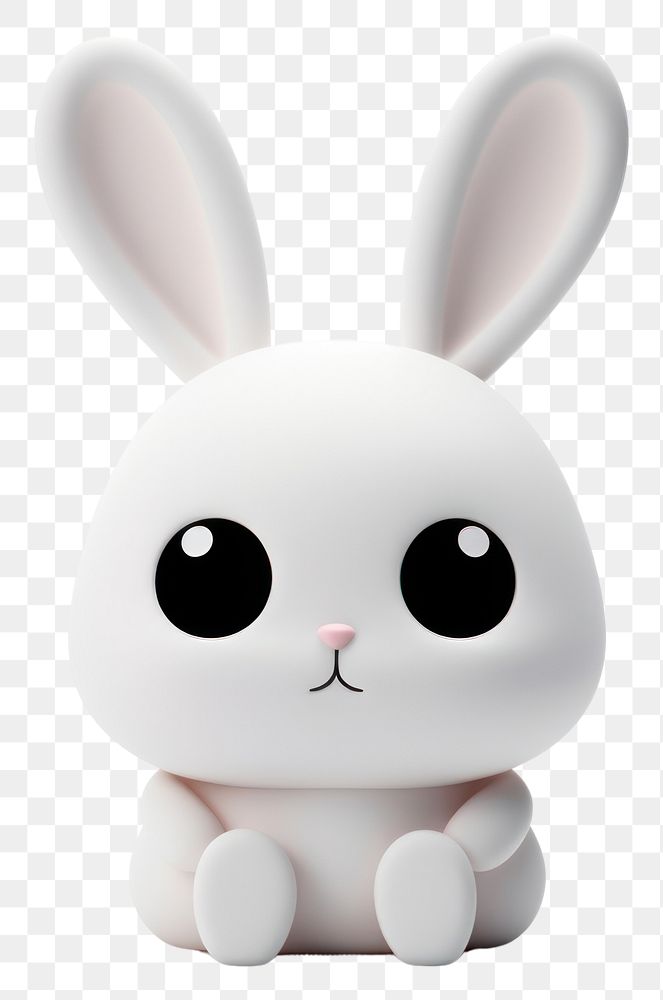PNG White bunny funny mammal animal plush. AI generated Image by rawpixel.