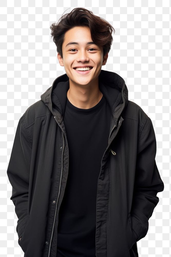 PNG Half Asian-Brazilian teen portrait smile standing. AI generated Image by rawpixel.
