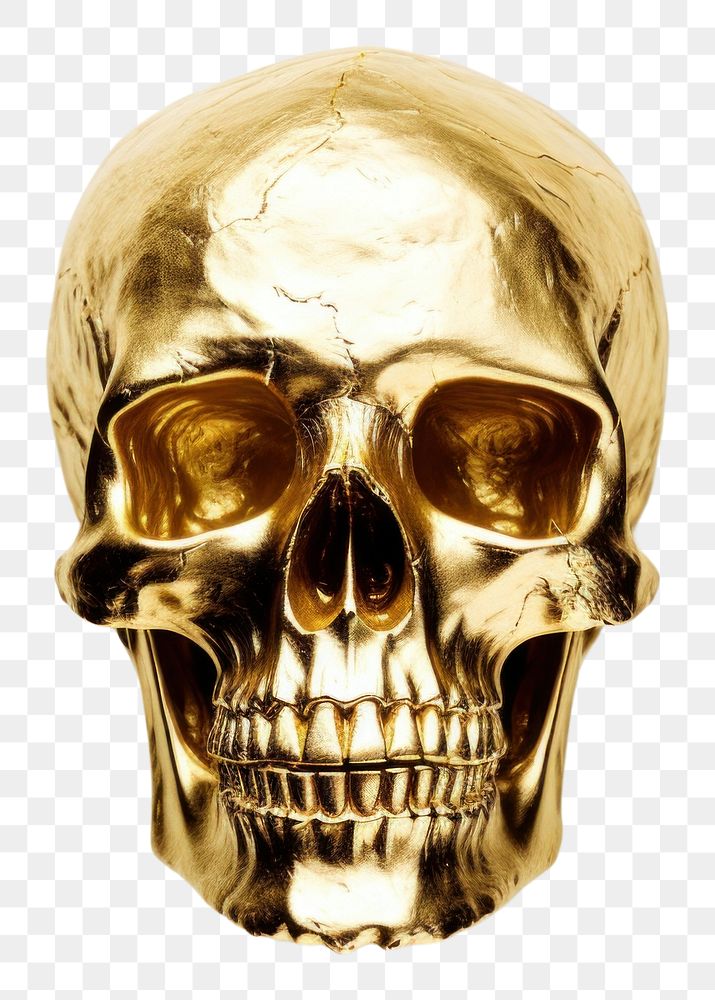 PNG  Skull gold anthropology jewelry. AI generated Image by rawpixel.