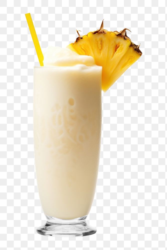 PNG Long glass of Pina Colada cocktail pineapple smoothie drink. AI generated Image by rawpixel.