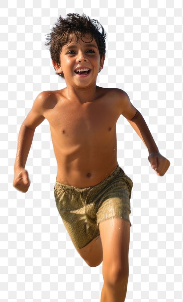 PNG Hispanic boy running on the beach portrait outdoors vacation. AI generated Image by rawpixel.