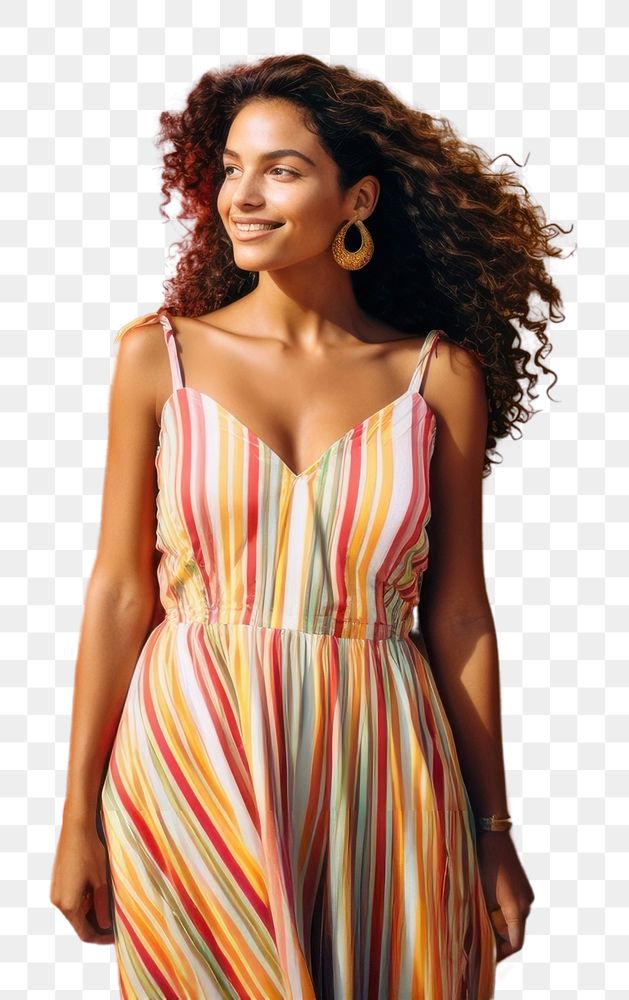 PNG Latina woman in a sundress standing in front of a colorful wall fashion smile adult. AI generated Image by rawpixel.